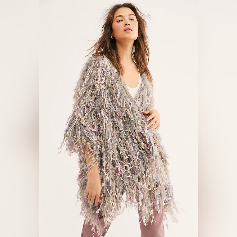 Free People Pastel Fringe Poncho